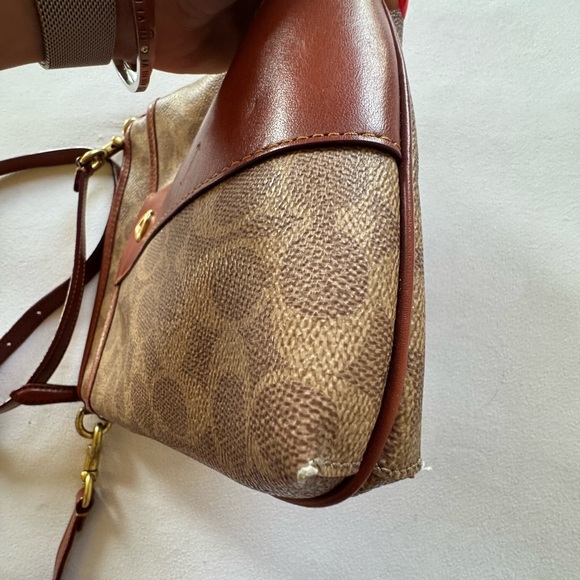 COACH Kitt Messenger Crossbody Bag In Leather CC533 Brass Tan/Rust - Picture 8 of 9